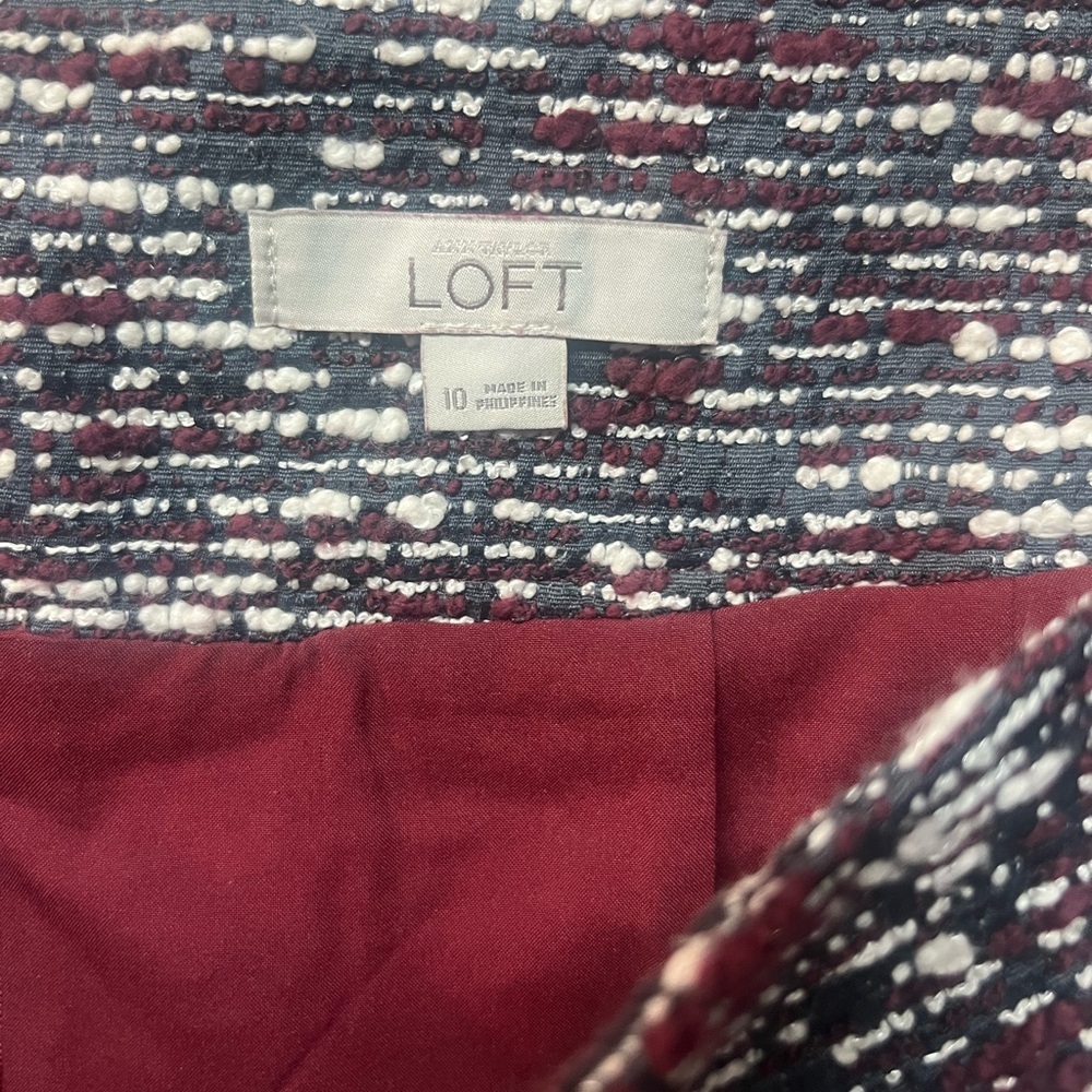 LOFT Burgundy and Gray Tweed Mini Skirt - Picture 4 of 5